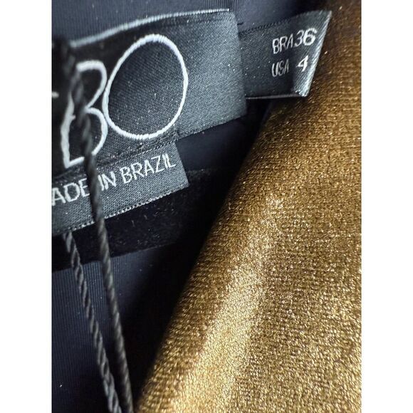 PatBo Metallic Gold Velvet Wrap Dress NWT Sz. 4 - Picture 4 of 7